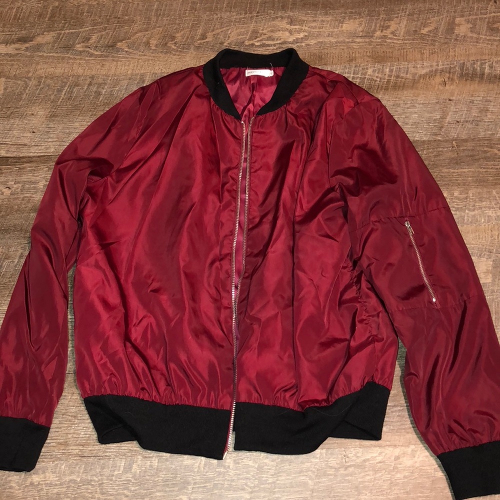 Maroon bomber jacket